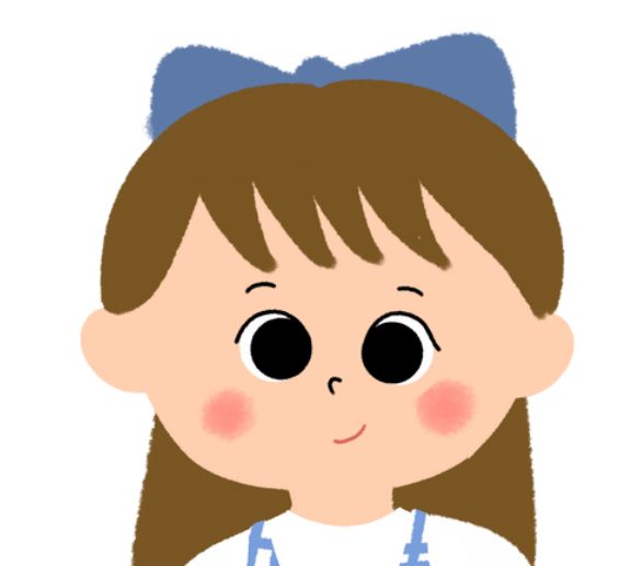 Audrey the little girl character illustration showing a young girl with brown hair and rosy cheeks