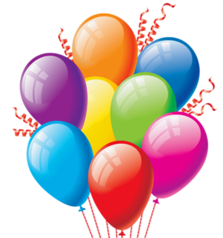 Colorful balloons illustration showing a bunch of bright balloons in various colors including purple, orange, blue, yellow, green, and pink